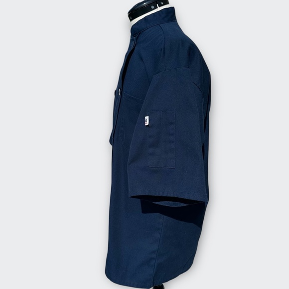 UNCOMMON THREADS South Beach Short Sleeve Chef Coat Double Breast Navy Blue SM - Picture 4 of 8